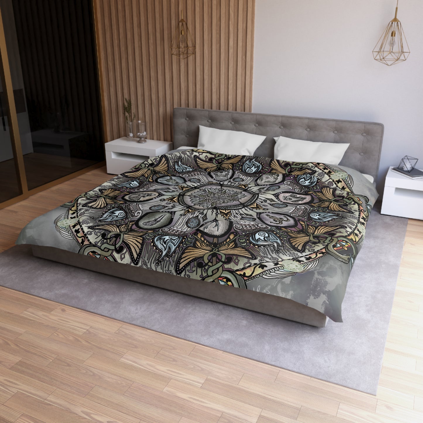 Pacio, Adam - Memento Mori Mandala - Microfiber Duvet Cover