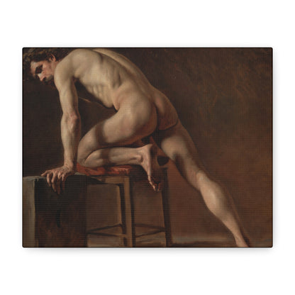 Courbet, Gustave - Study of a Nude Man (1840) - Canvas Block, unframed