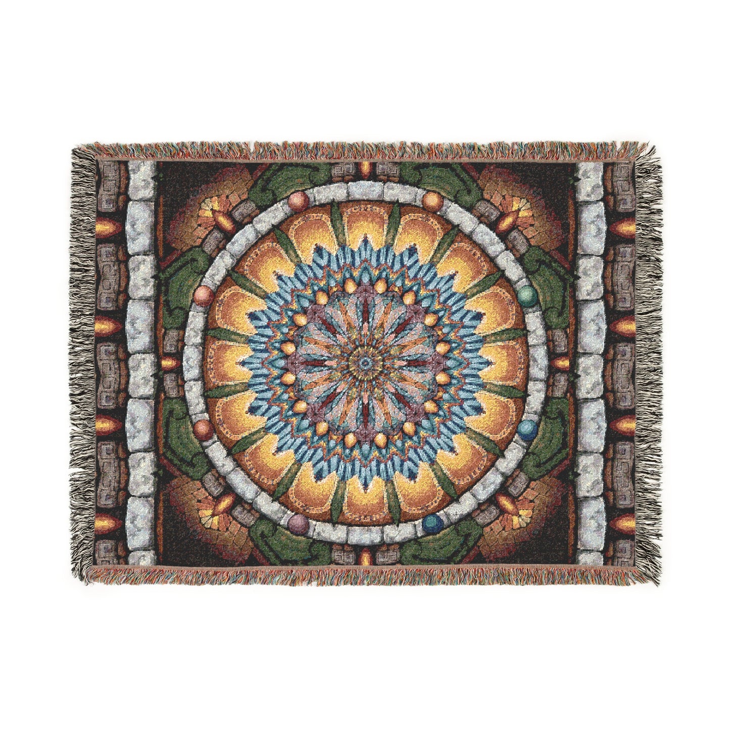 Emerald Arrows Mandala - Woven Blanket