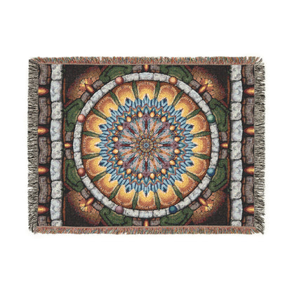 Emerald Arrows Mandala - Woven Blanket