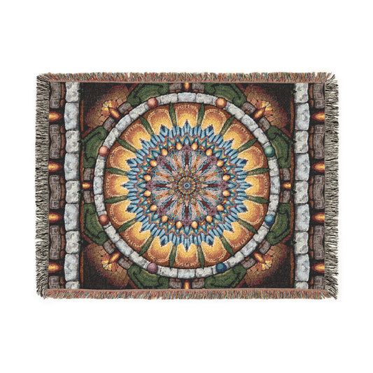 Emerald Arrows Mandala - Woven Blanket