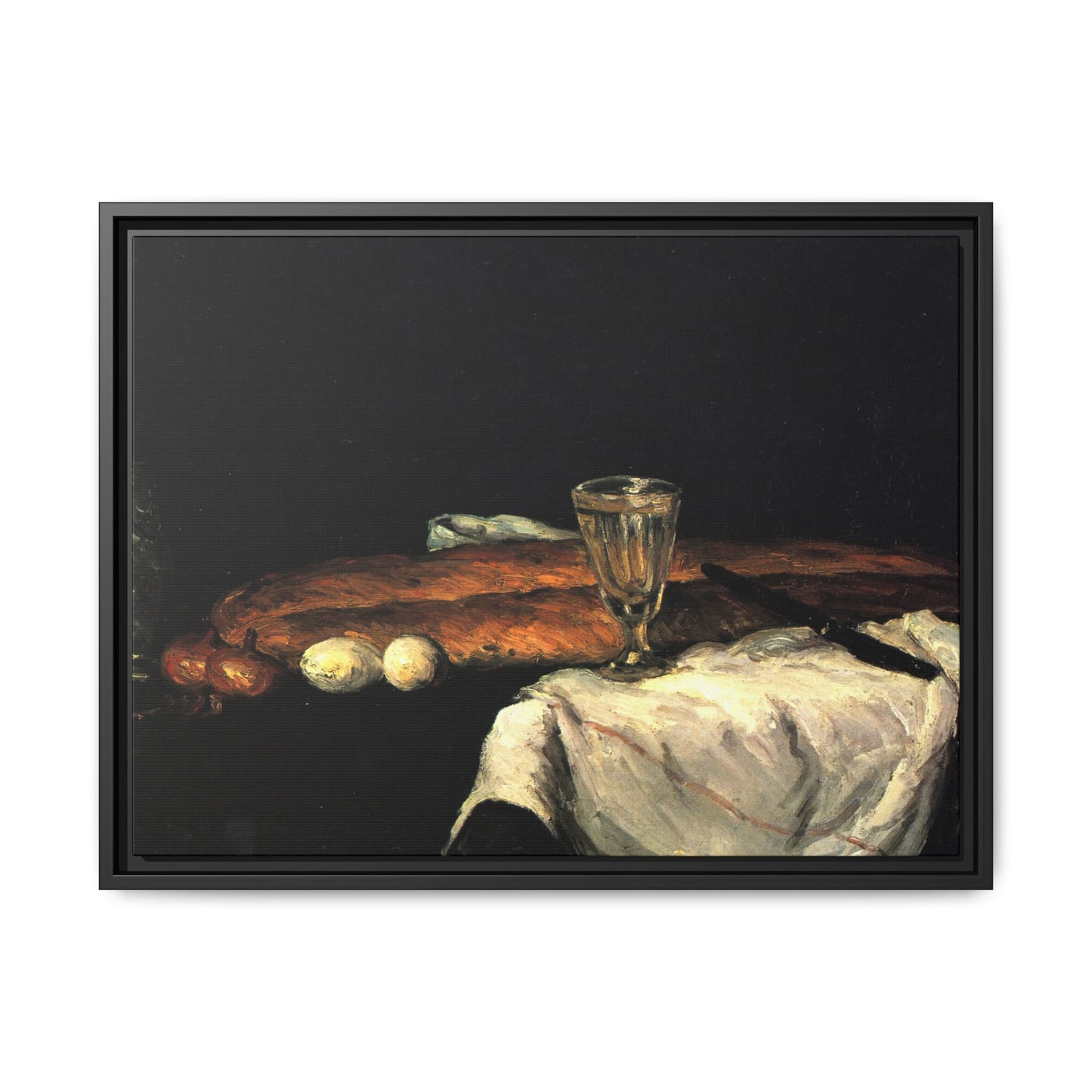 Cézanne, Paul - Still Life with Bread and Eggs (1865) - Matte Canvas, Framed