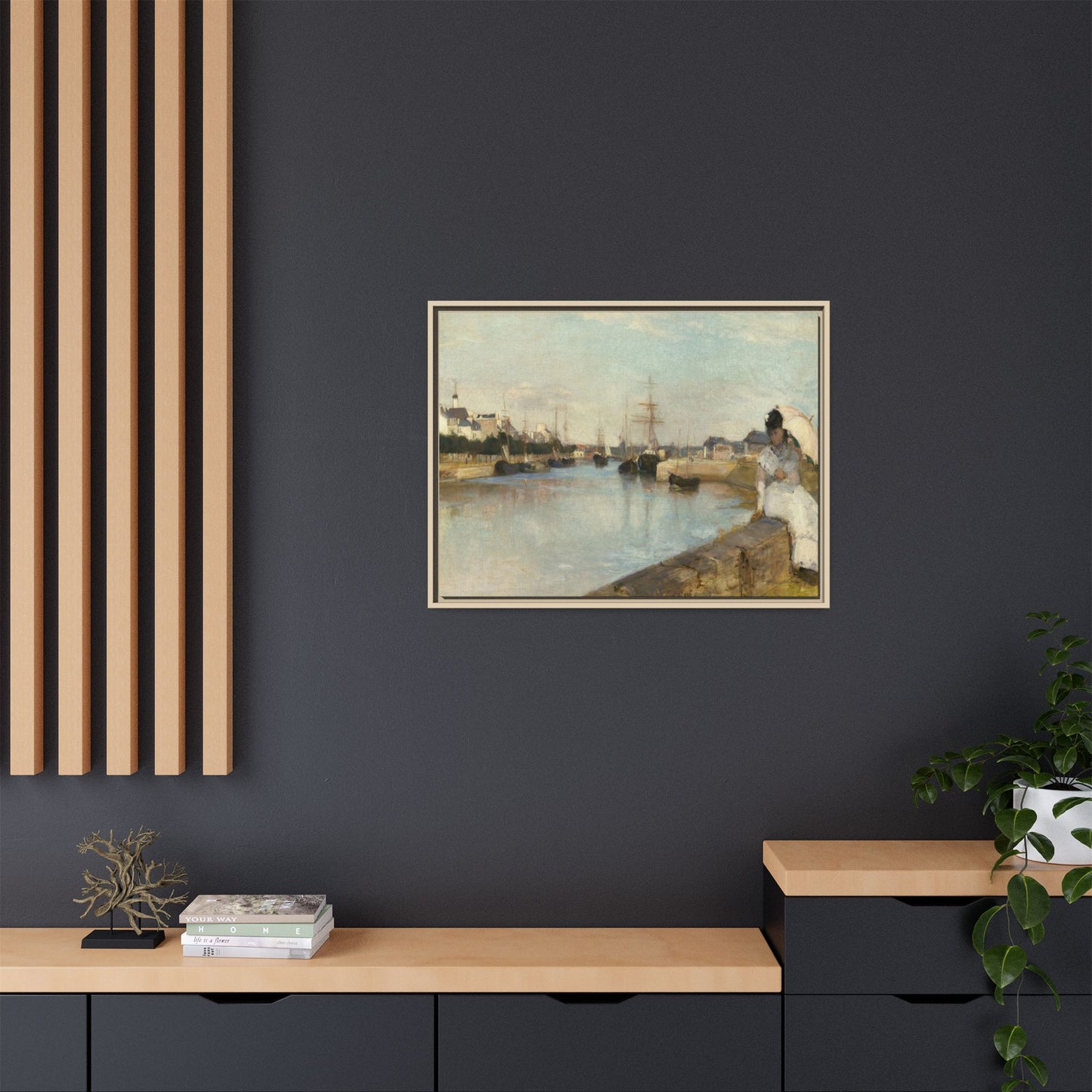 Morisot, Berthe - The Harbor at Lorient (1869) - Matte Canvas, Framed