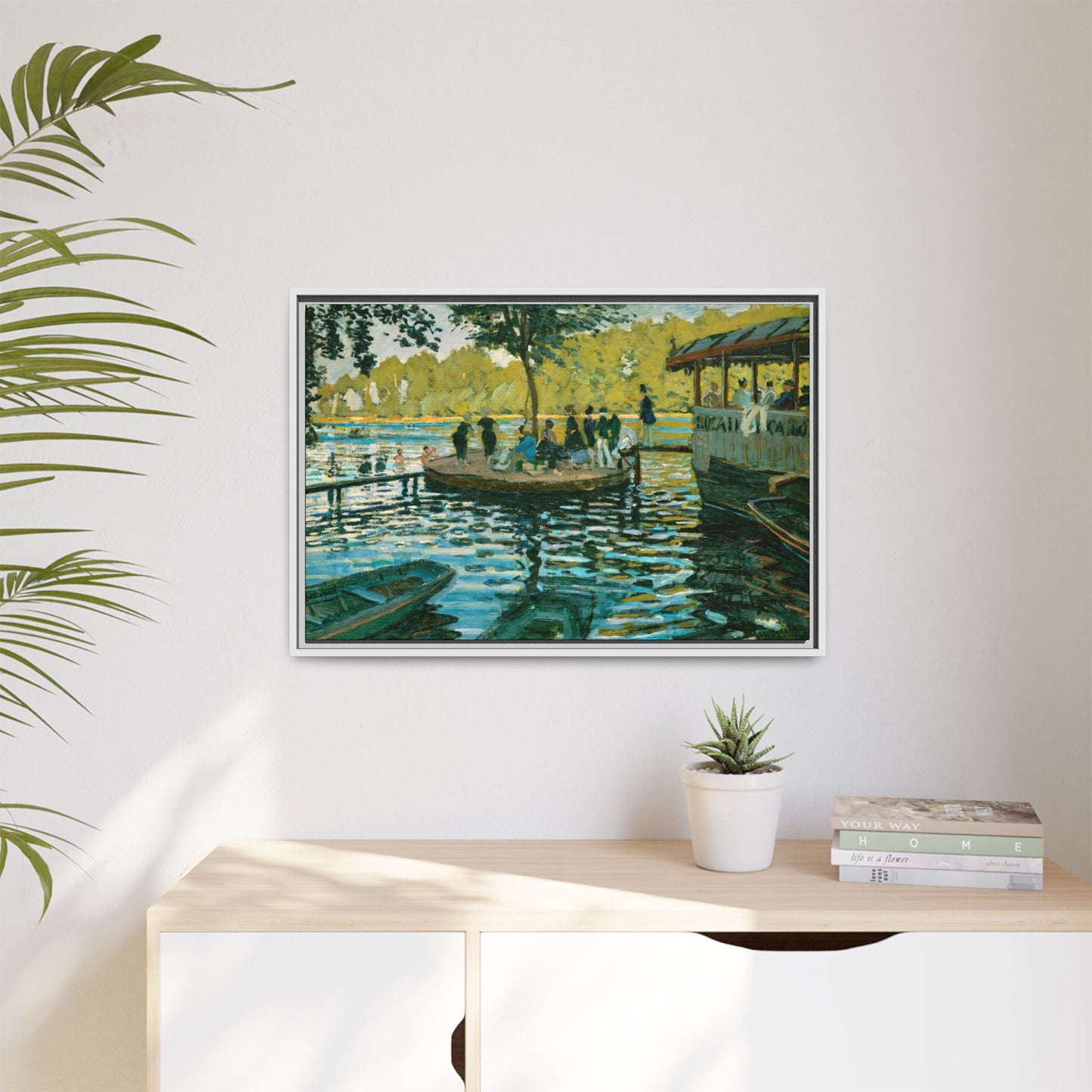 Monet, Claude - La Grenouillere (1869) - Matte Canvas, Framed