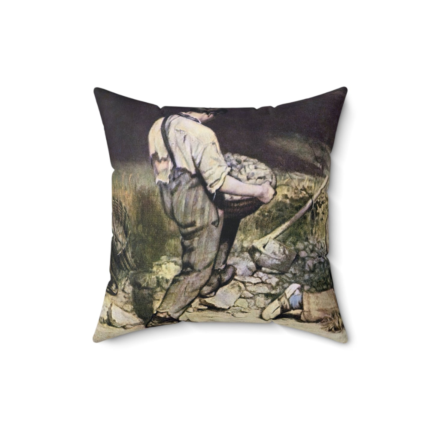 Courbet, Gustave - The Stone Breakers (1850) - Suede Square Pillow
