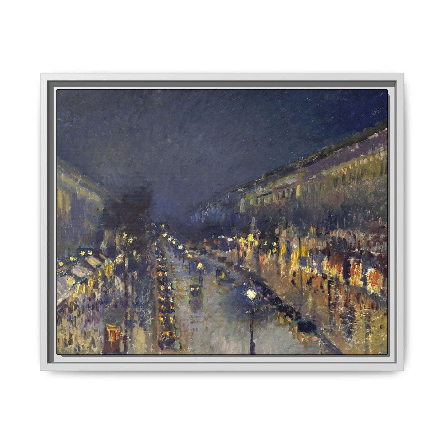 Pissarro, Camille - The Boulevard Montmartre At Night (1897) - Matte Canvas, Framed