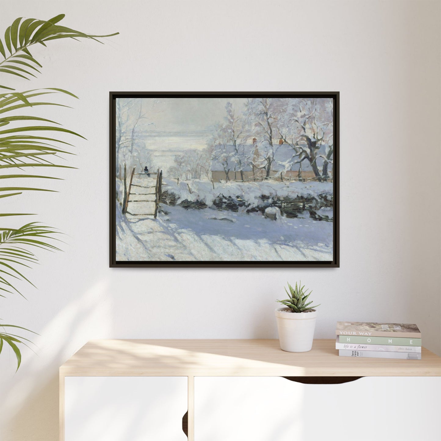 Monet, Claude - The Magpie (1868) - Matte Canvas, Framed
