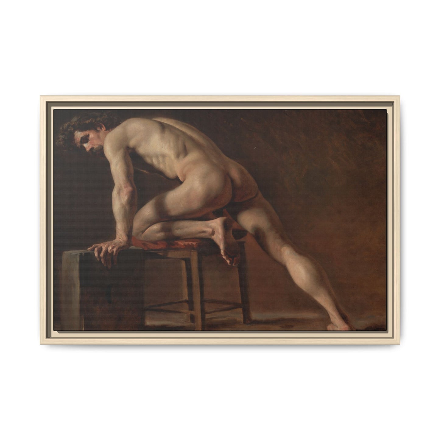 Courbet, Gustave - Study of a Nude Man (1840) - Matte Canvas, Framed