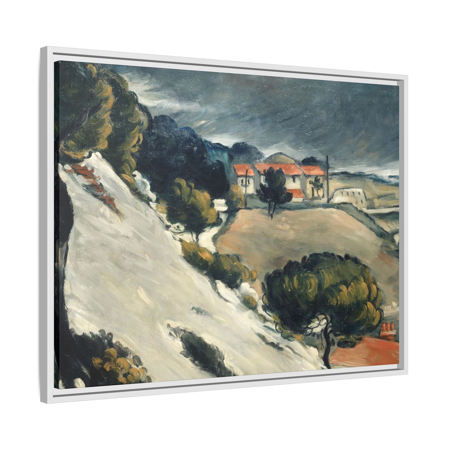 Cézanne, Paul - L’Estaque, Melting Snow (1870) - Matte Canvas, Framed