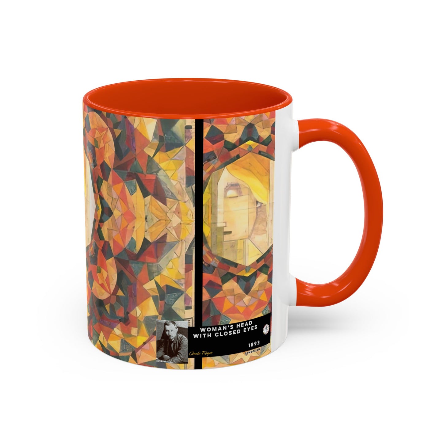 Filiger, Charles - Woman’s Head with Closed Eyes (1893) - Colorful Accent Mugs
