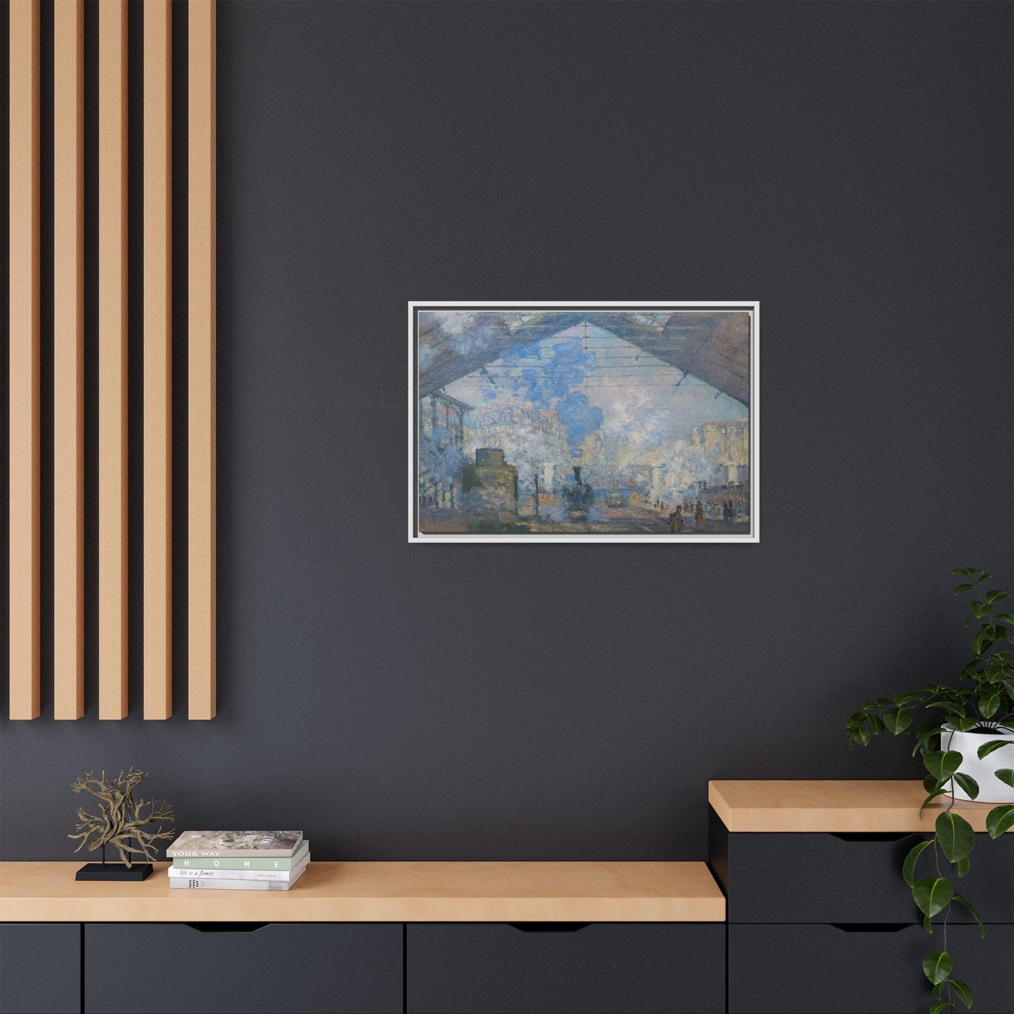Monet, Claude - Le Gare Saint-Lazare (1877) - Matte Canvas, Framed