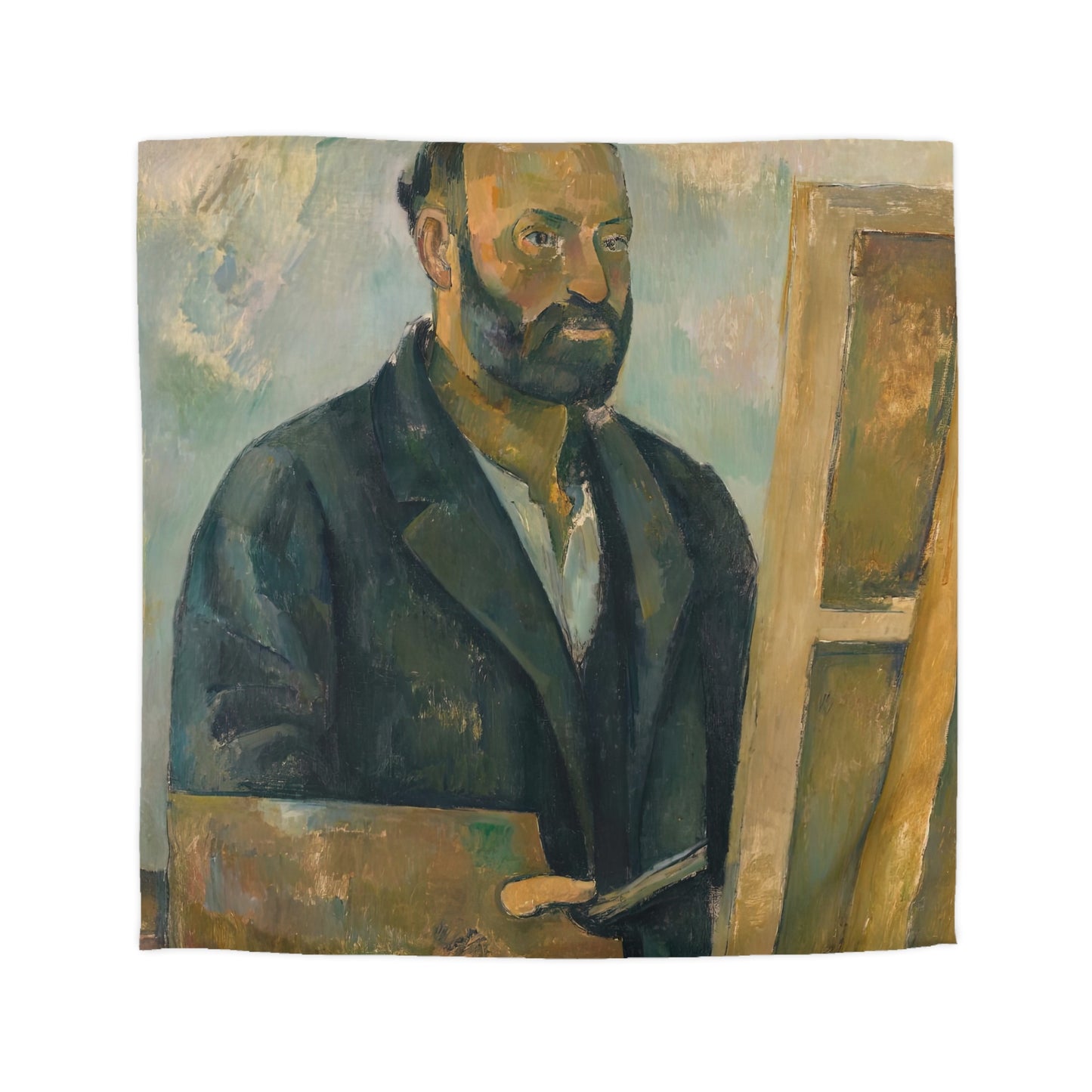 Cézanne, Paul - Portrait of the Artist with a Palette (1890) - Microfiber Duvet Cover