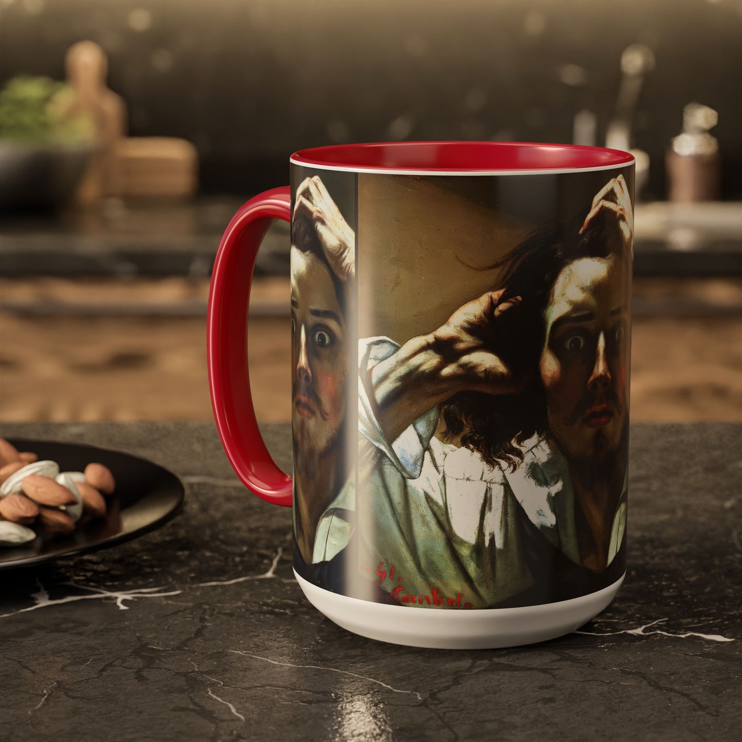 Courbet, Gustave - The Desperate Man (1843) - Colorful Accent Mugs