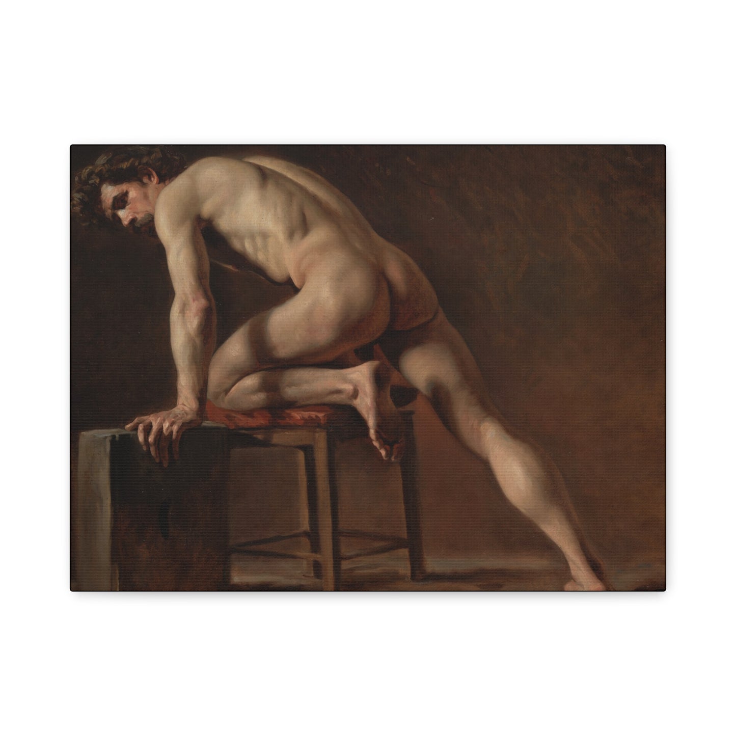 Courbet, Gustave - Study of a Nude Man (1840) - Canvas Block, unframed
