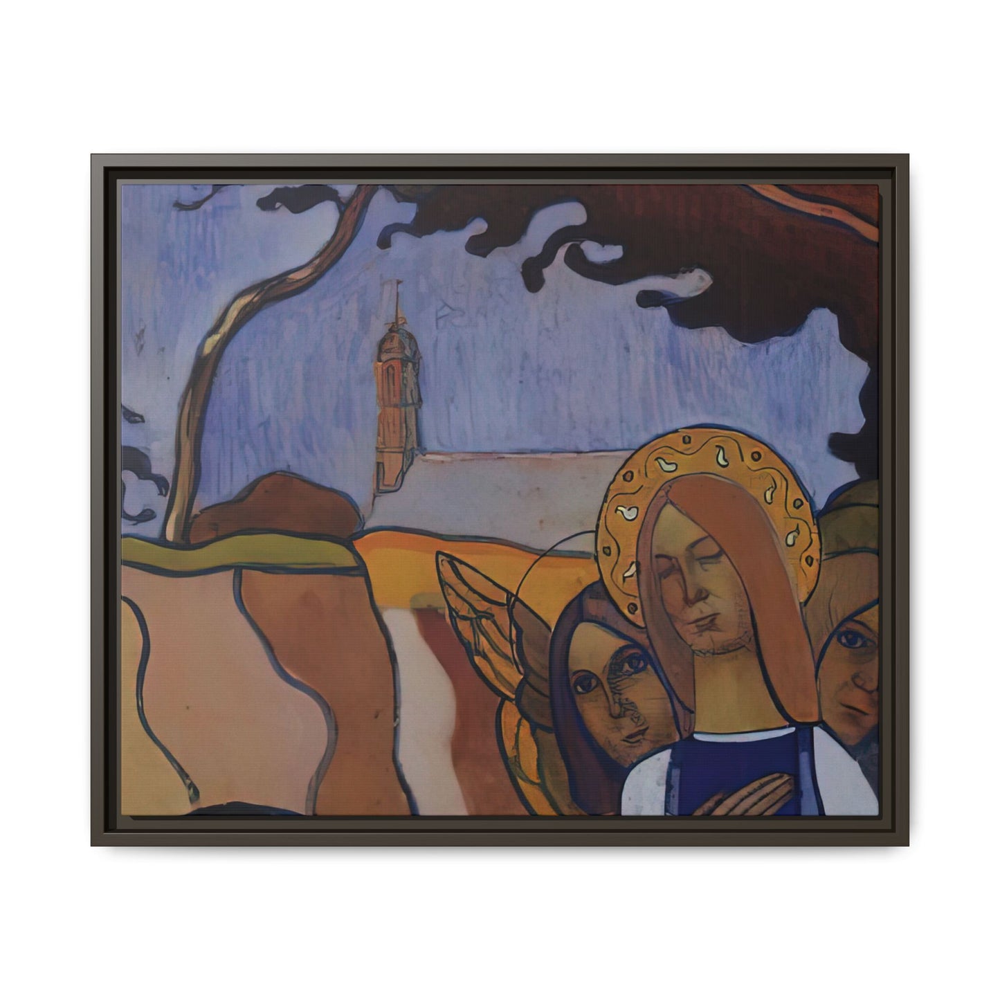 Filiger, Charles - Virgin and Two Angels (1895) - Matte Canvas, Framed