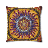 Solar Disc Mandala - Suede Square Pillowcase