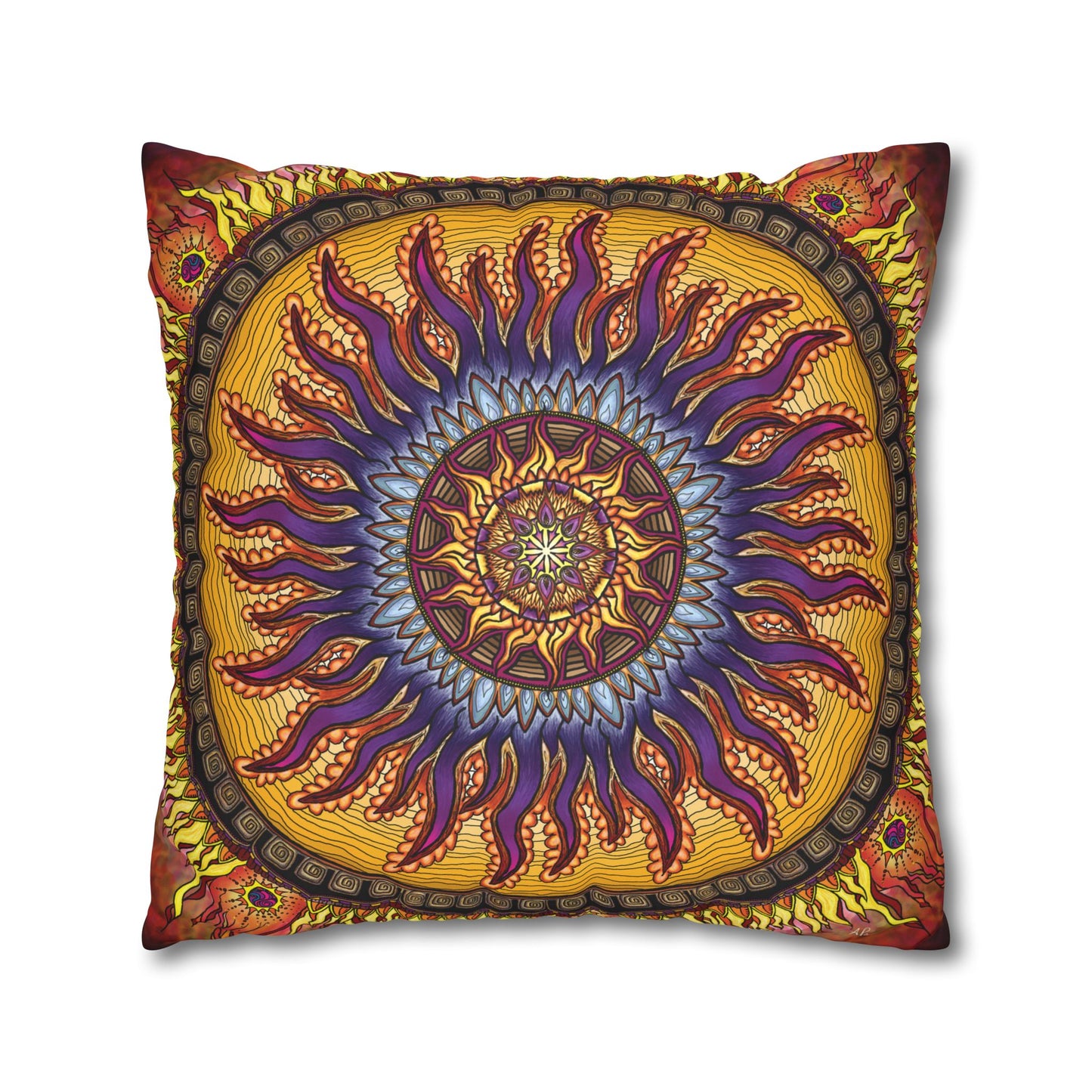 Pacio, Adam - Solar Disc Mandala - Suede Square Pillowcase