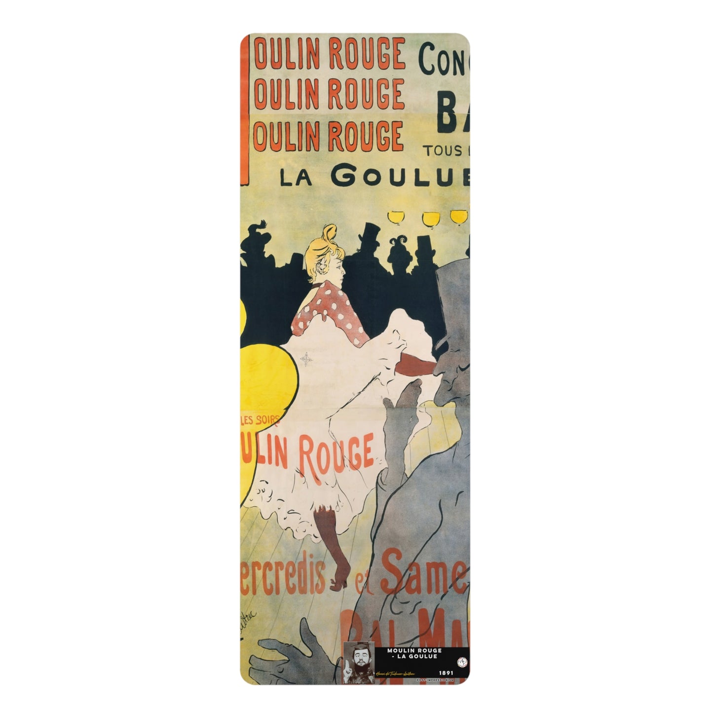 Toulouse-Lautrec, Henri - Moulin Rouge - La Goulue (1891) - Rubber Yoga Mat
