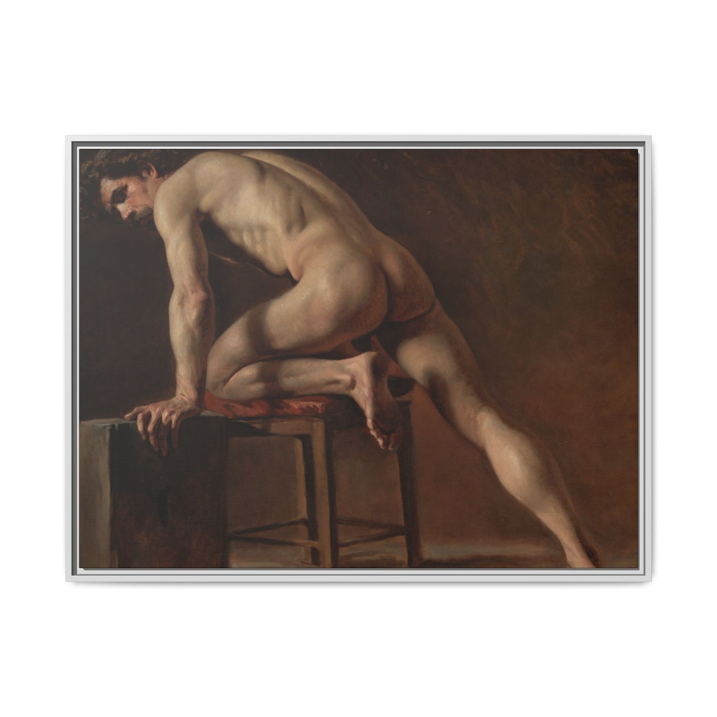 Courbet, Gustave - Study of a Nude Man (1840) - Matte Canvas, Framed