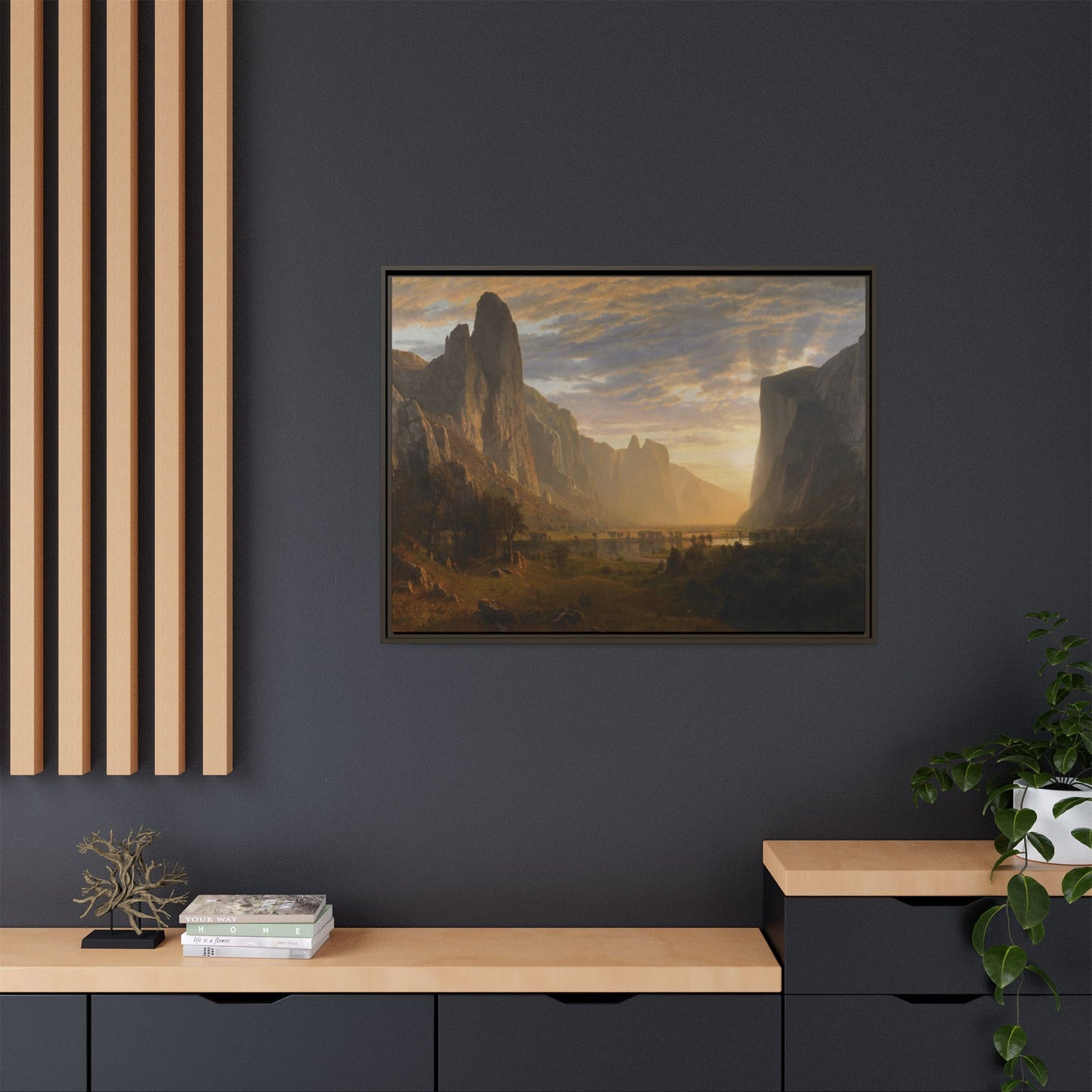 Bierstadt, Albert - Looking Down Yosemite Valley (1865) - Matte Canvas, Framed