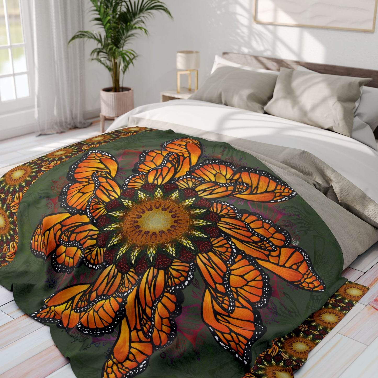 Pacio, Adam - Monarch Butterfly Mandala - Arctic Fleece Blanket