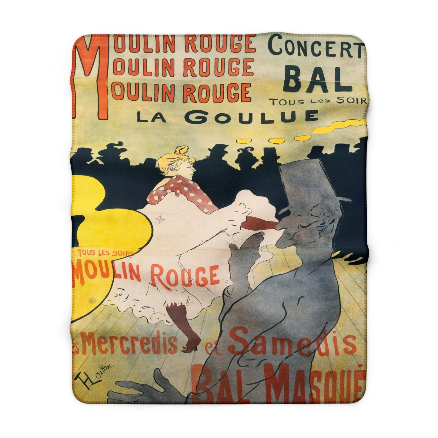 Toulouse-Lautrec, Henri - Moulin Rouge - La Goulue (1891) - Sherpa Fleece Blanket