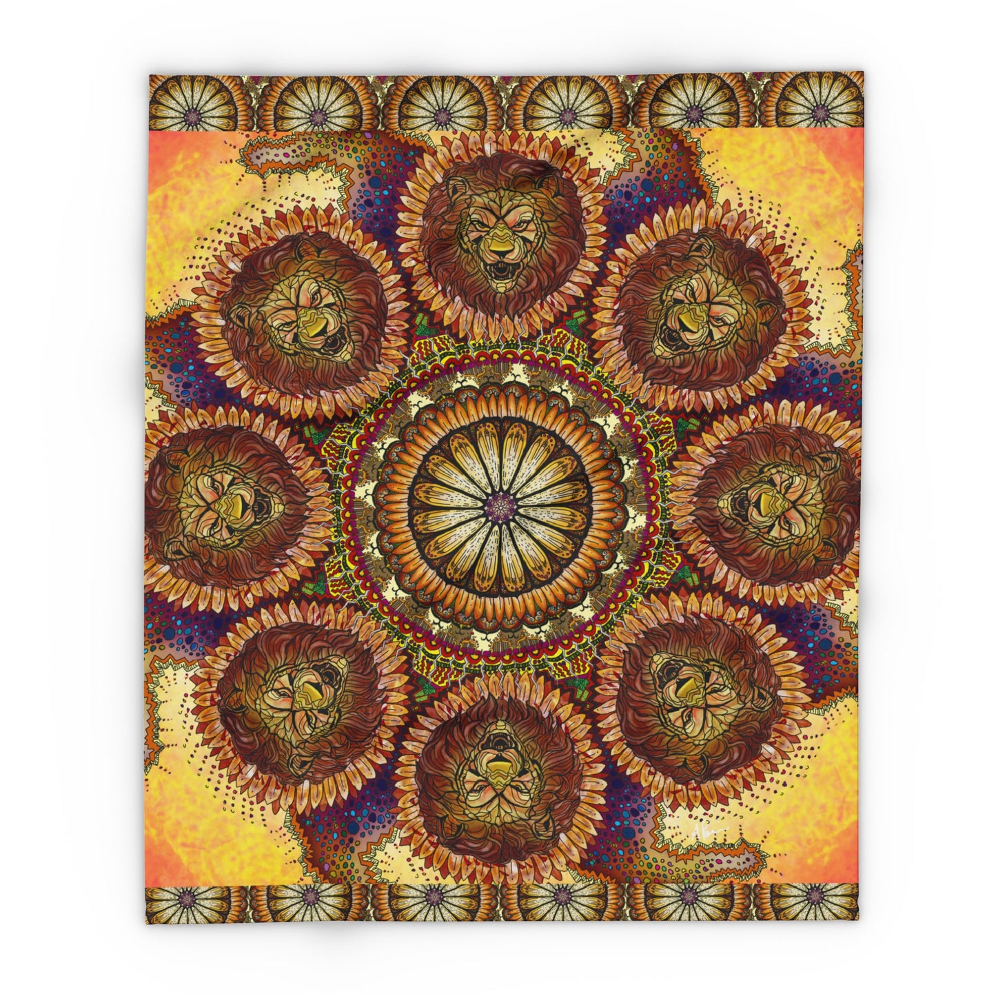 Lion Summer Mandala - Arctic Fleece Blanket