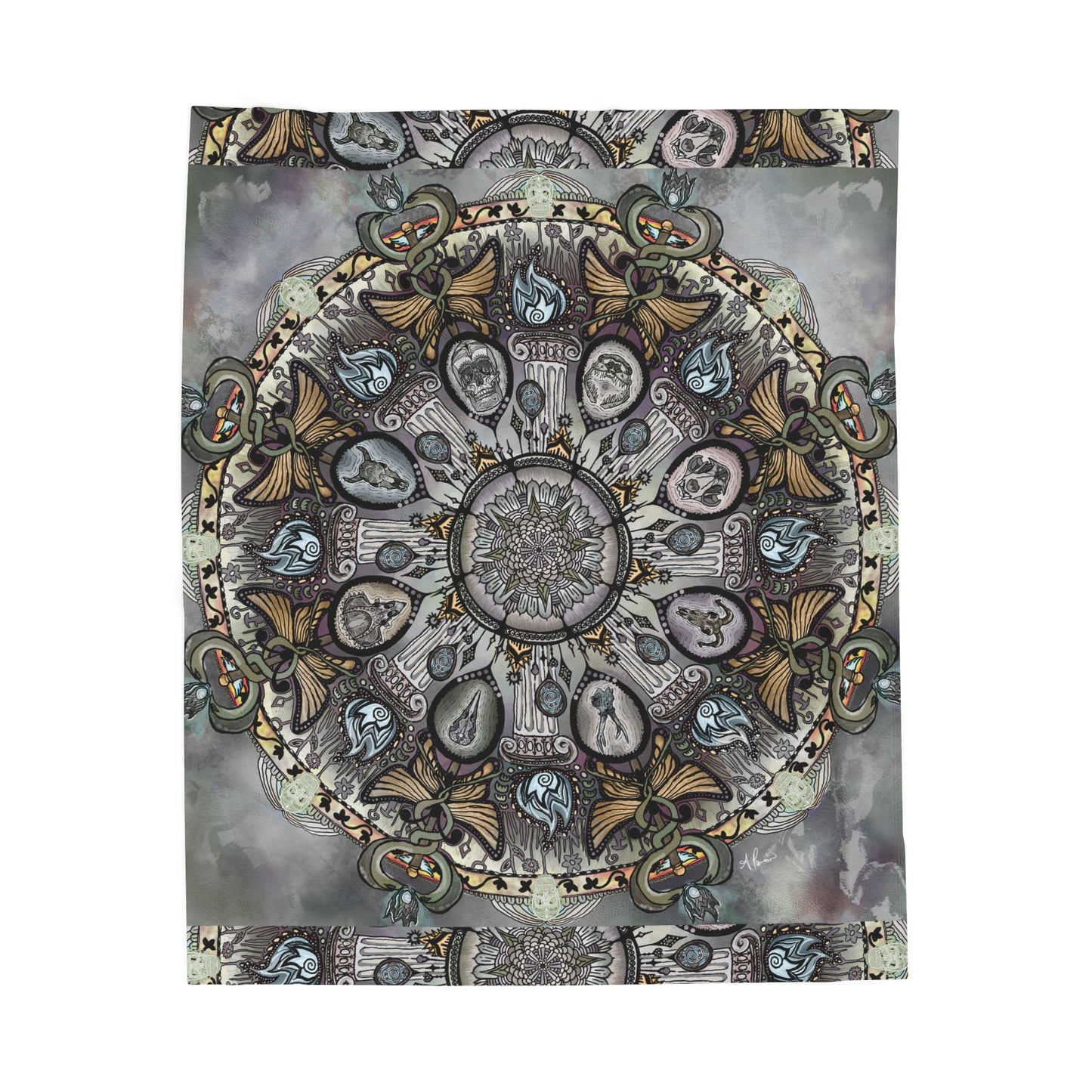 Pacio, Adam - Memento Mori Mandala - Velveteen Plush Blanket