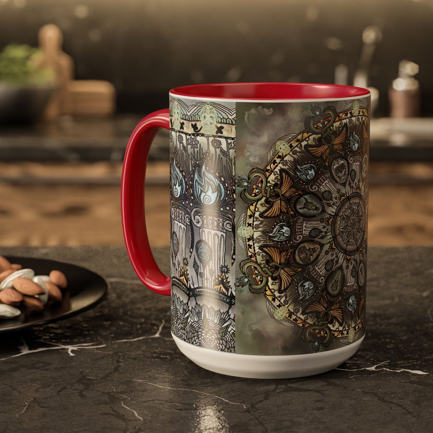 Pacio, Adam - Memento Mori Mandala - Colorful Accent Mugs