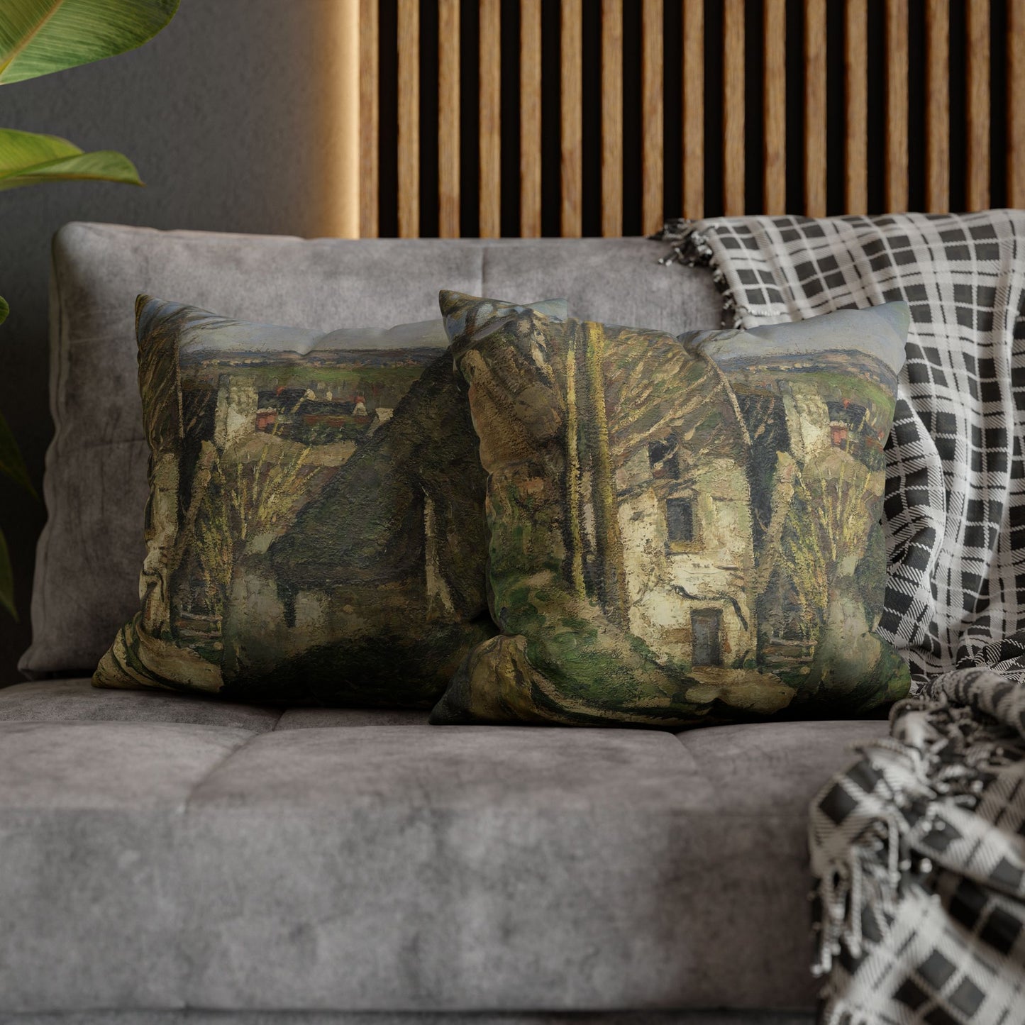 Cézanne, Paul - The House of the Hanged Man, Auvers-sur-Oise (1874) - Suede Square Pillowcase