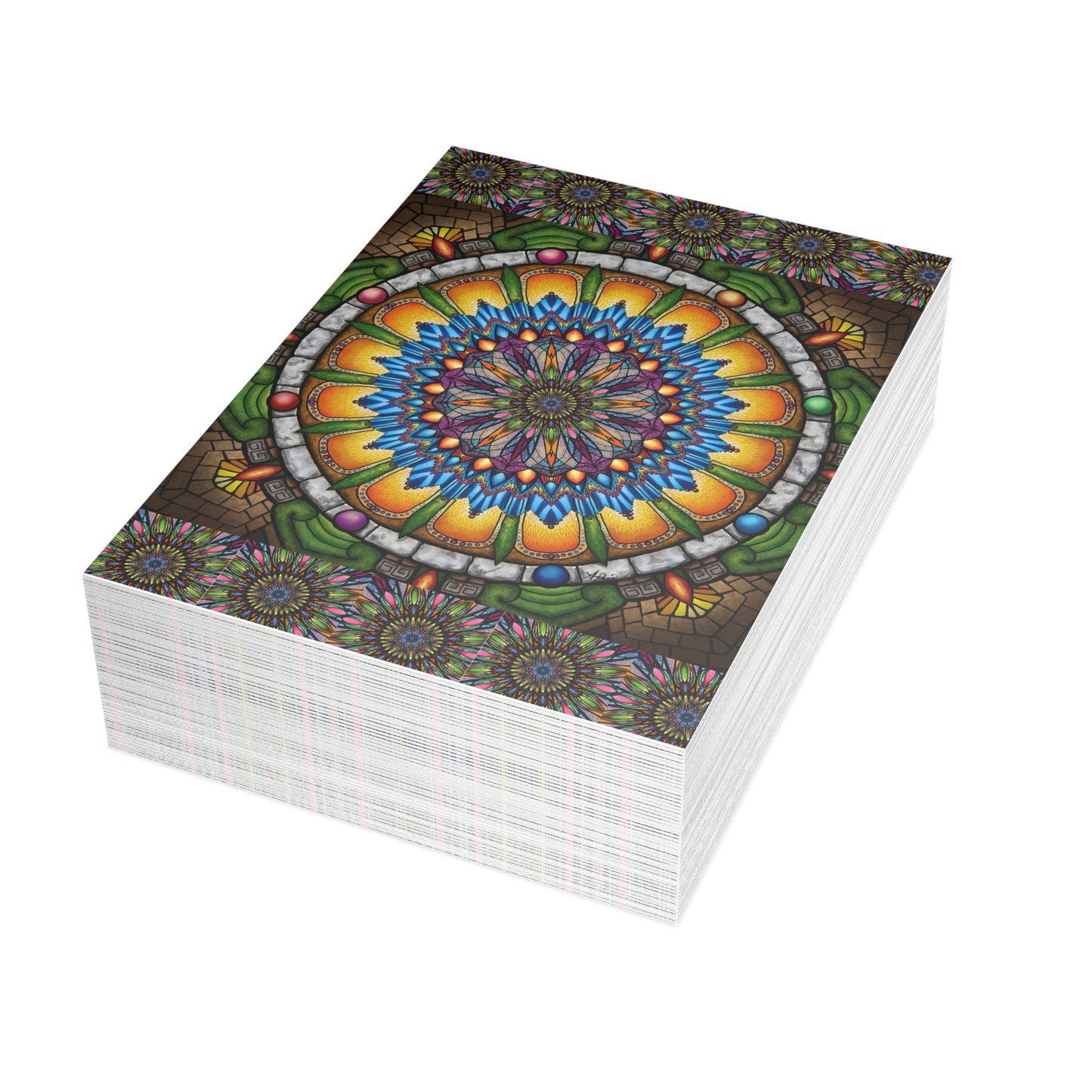 Pacio, Adam - Emerald Arrows Mandala - Postcard Bundles with Envelopes Included
