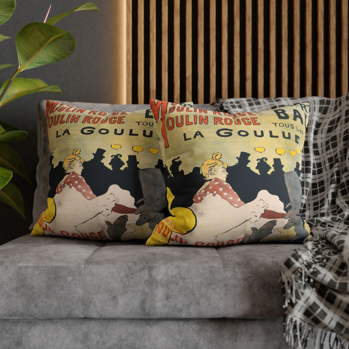 Toulouse-Lautrec, Henri - Moulin Rouge - La Goulue (1891) - Suede Square Pillowcase