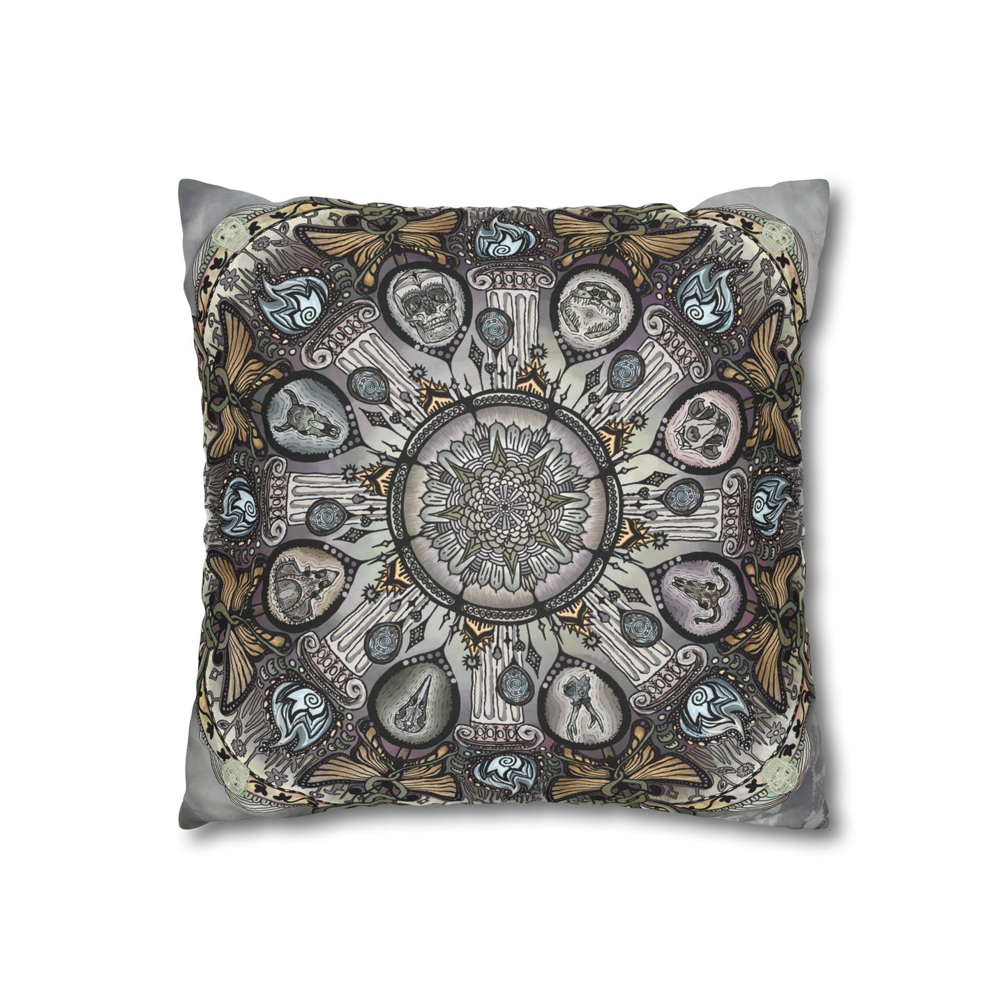 Pacio, Adam - Memento Mori Mandala - Suede Square Pillowcase