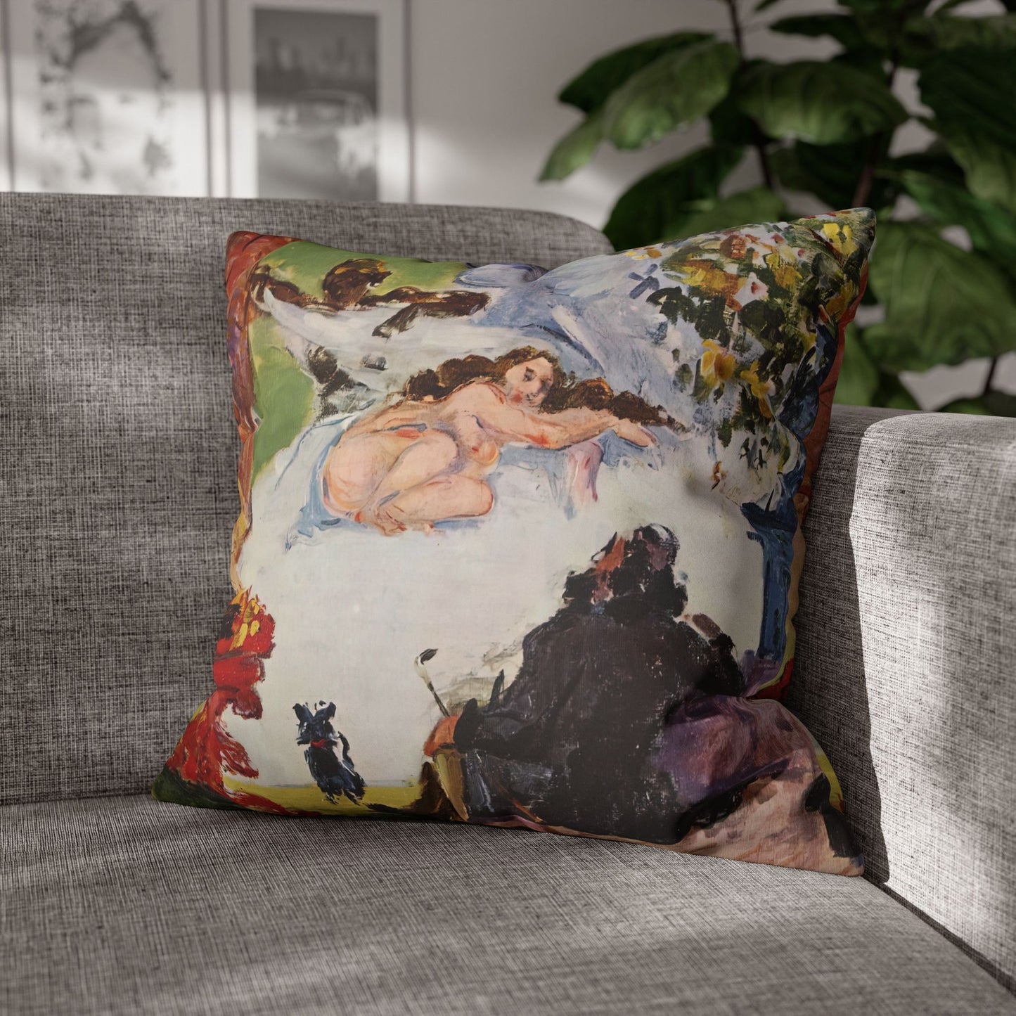 Cézanne, Paul - A Modern Olympia (1874) - Suede Square Pillowcase