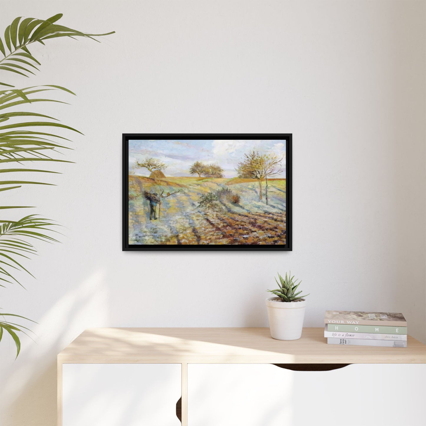 Pissarro, Camille - Hoarfrost (1873) - Matte Canvas, Framed