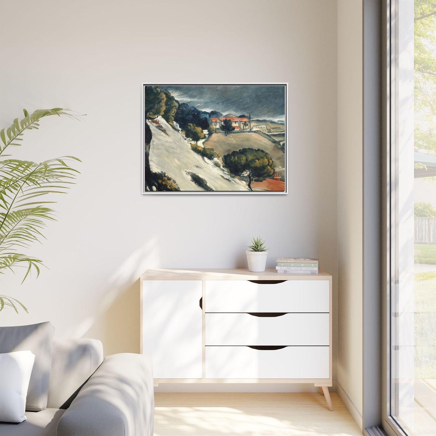 Cézanne, Paul - L’Estaque, Melting Snow (1870) - Matte Canvas, Framed