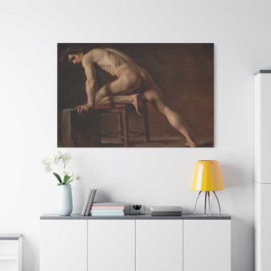Courbet, Gustave - Study of a Nude Man (1840) - Canvas Block, unframed