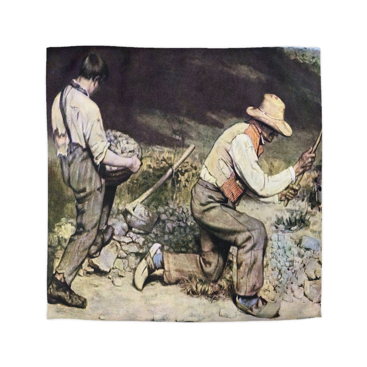 Courbet, Gustave - The Stone Breakers (1850) - Microfiber Duvet Cover