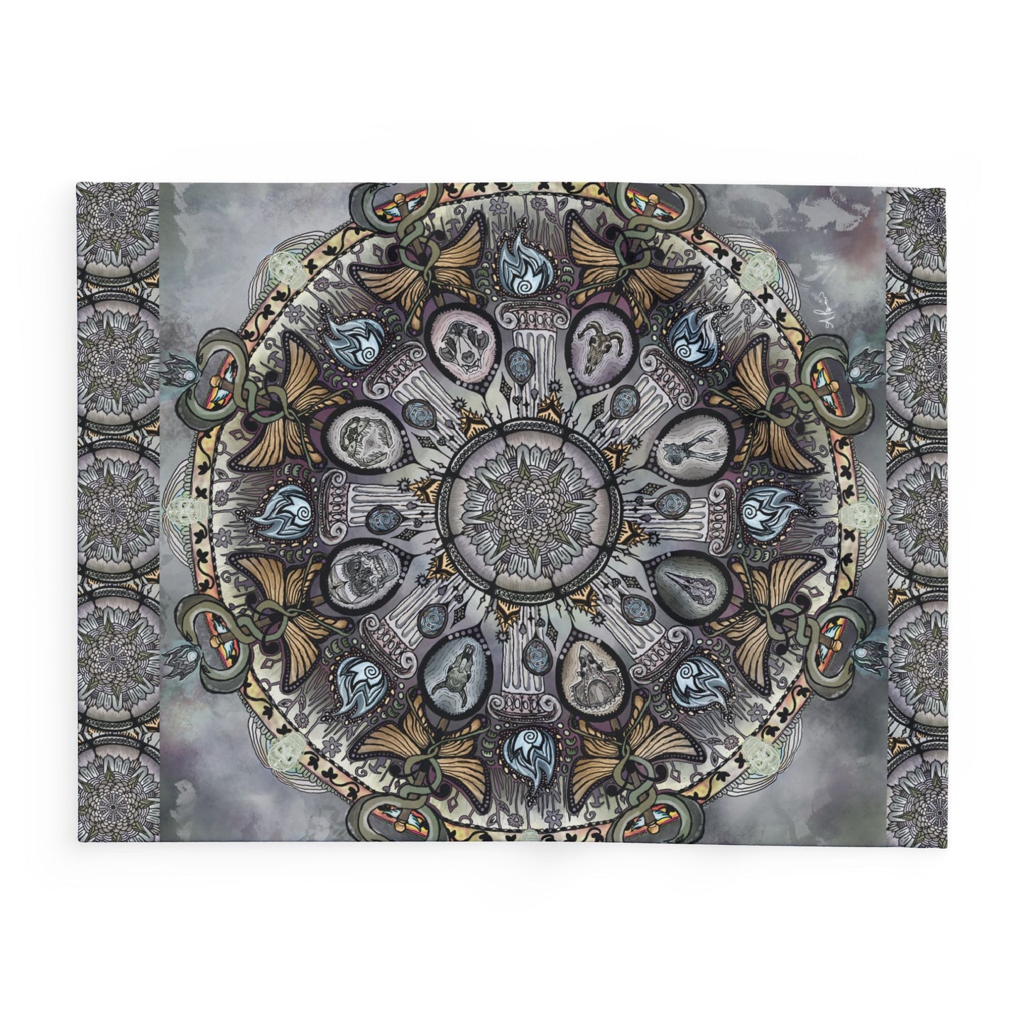 Memento Mori Mandala - Arctic Fleece Blanket