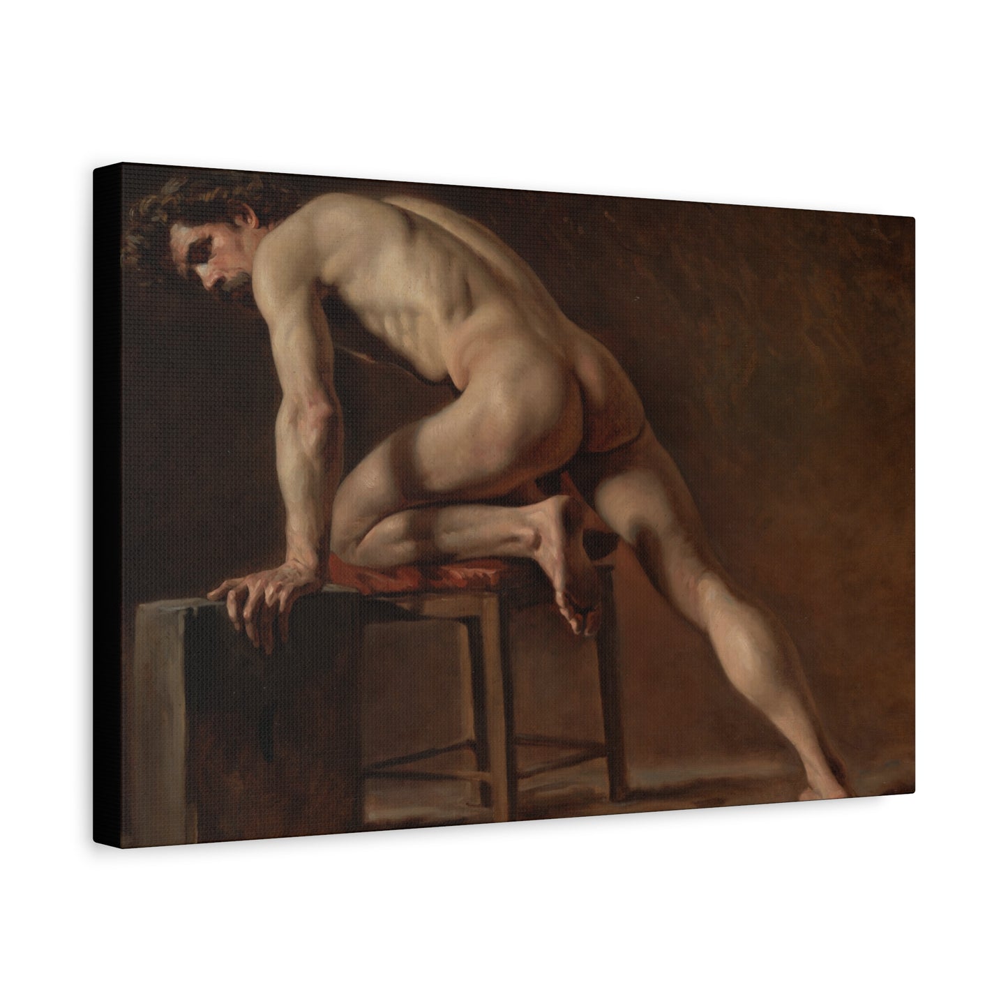 Courbet, Gustave - Study of a Nude Man (1840) - Canvas Block, unframed