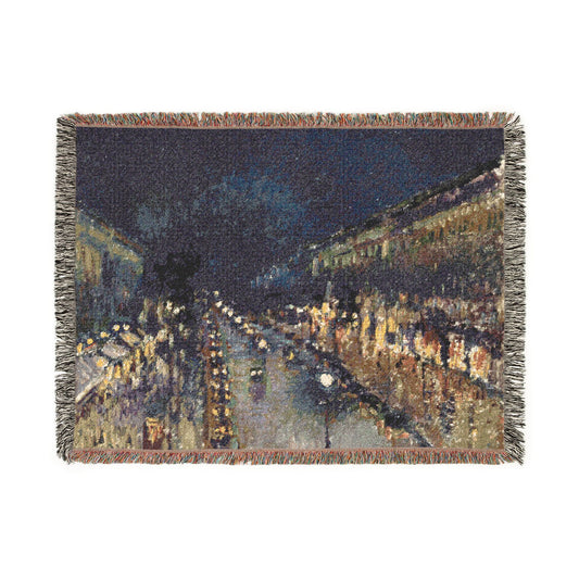 Pissarro, Camille - The Boulevard Montmartre At Night (1897) - Woven Blanket
