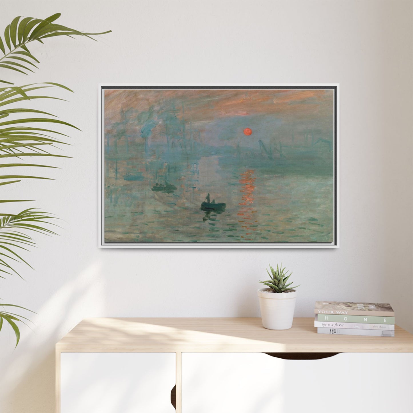 Monet, Claude - Impression, Sunrise (1872) - Matte Canvas, Framed