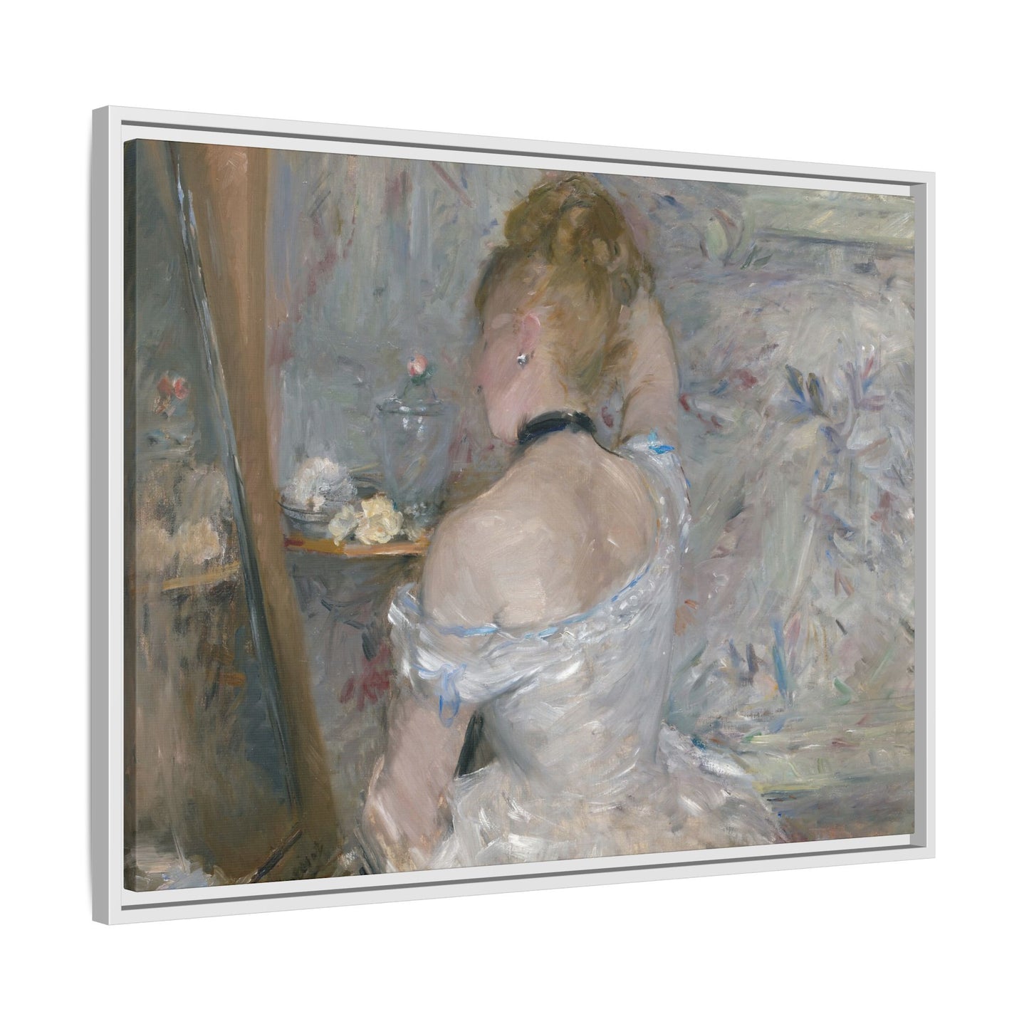 Morisot, Berthe - Woman at Her Toilette (1880) - Matte Canvas, Framed