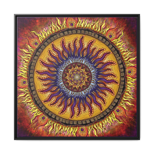 Solar Disc Mandala - Framed Matte Canvas