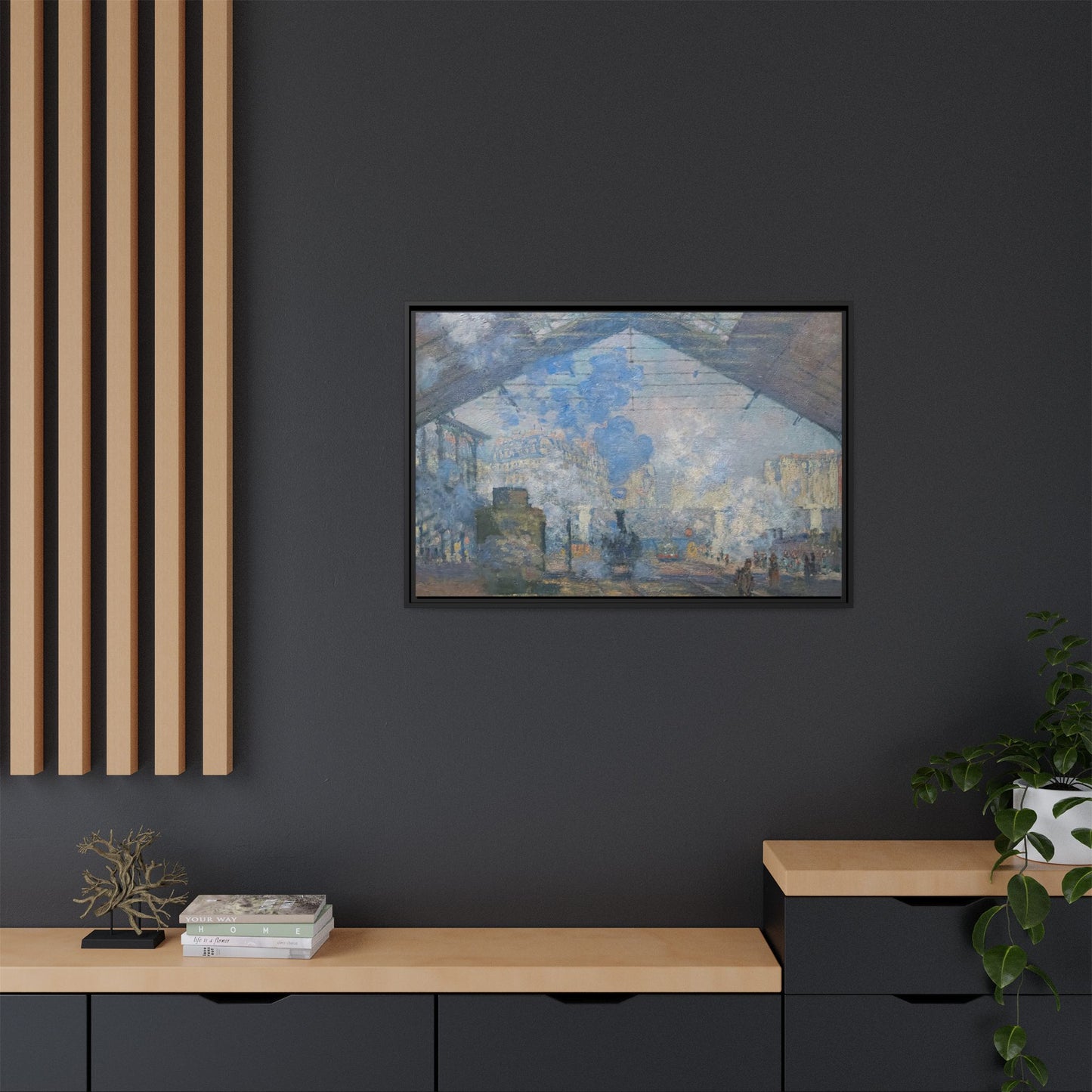 Monet, Claude - Le Gare Saint-Lazare (1877) - Matte Canvas, Framed