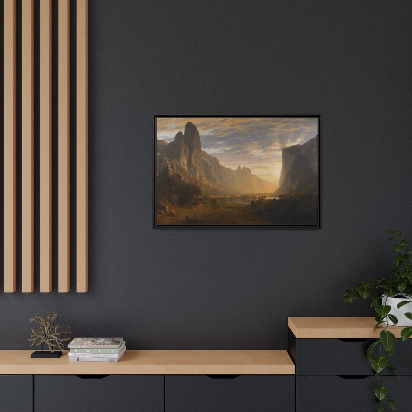 Bierstadt, Albert - Looking Down Yosemite Valley (1865) - Matte Canvas, Framed