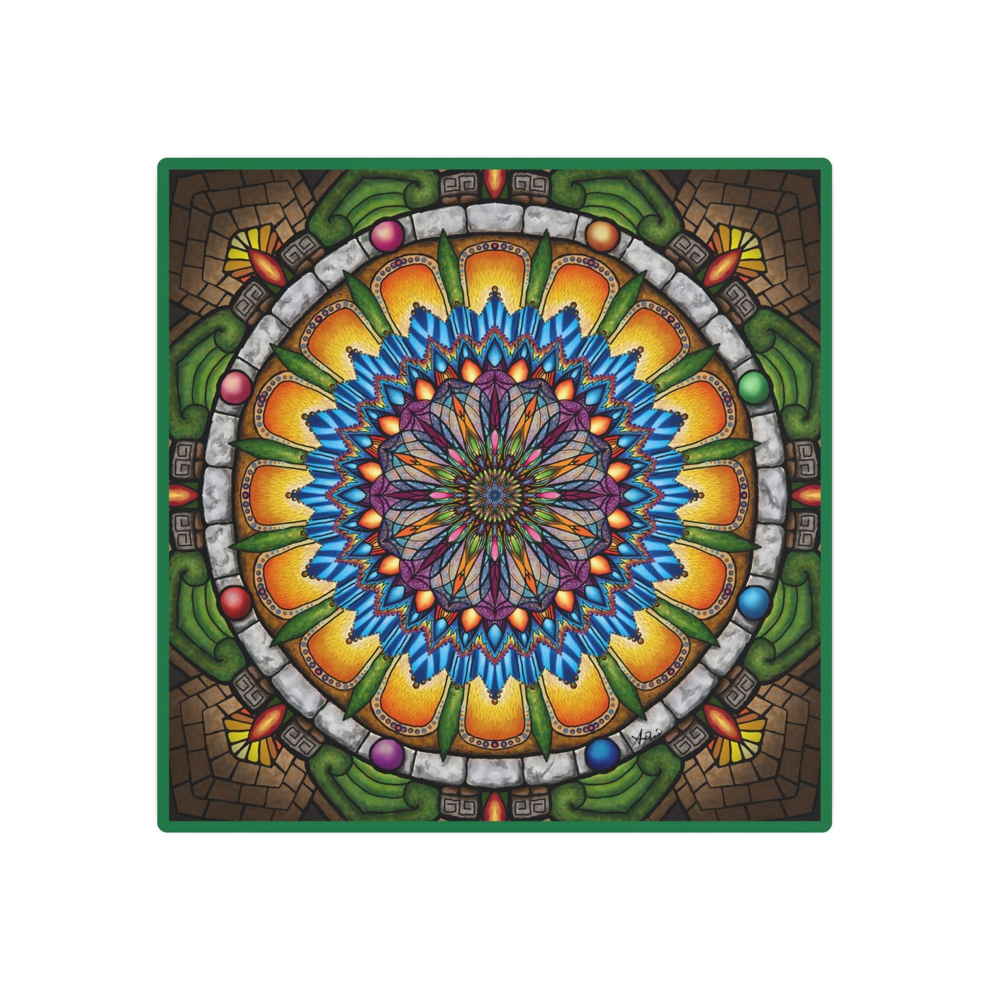 Emerald Arrows Mandala - Metal Sign
