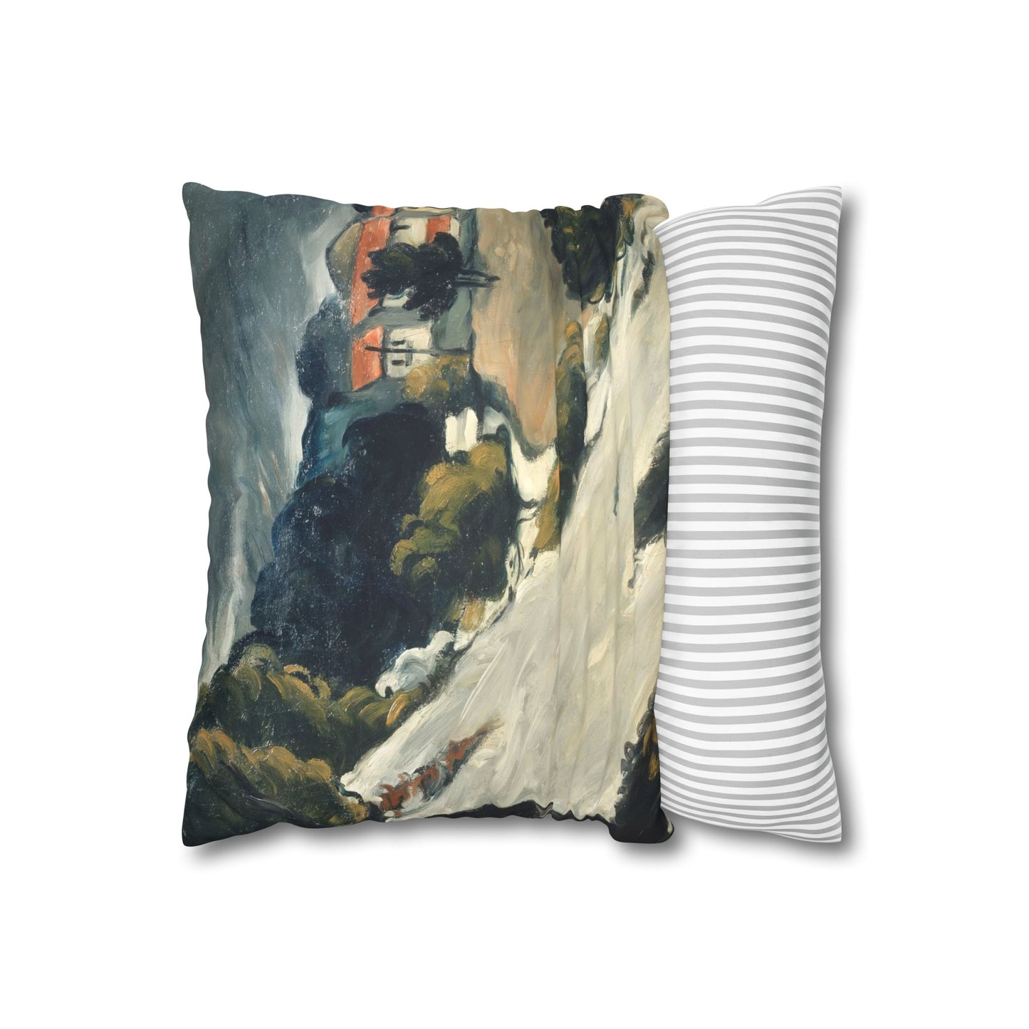 Cézanne, Paul - L’Estaque, Melting Snow (1870) - Suede Square Pillowcase