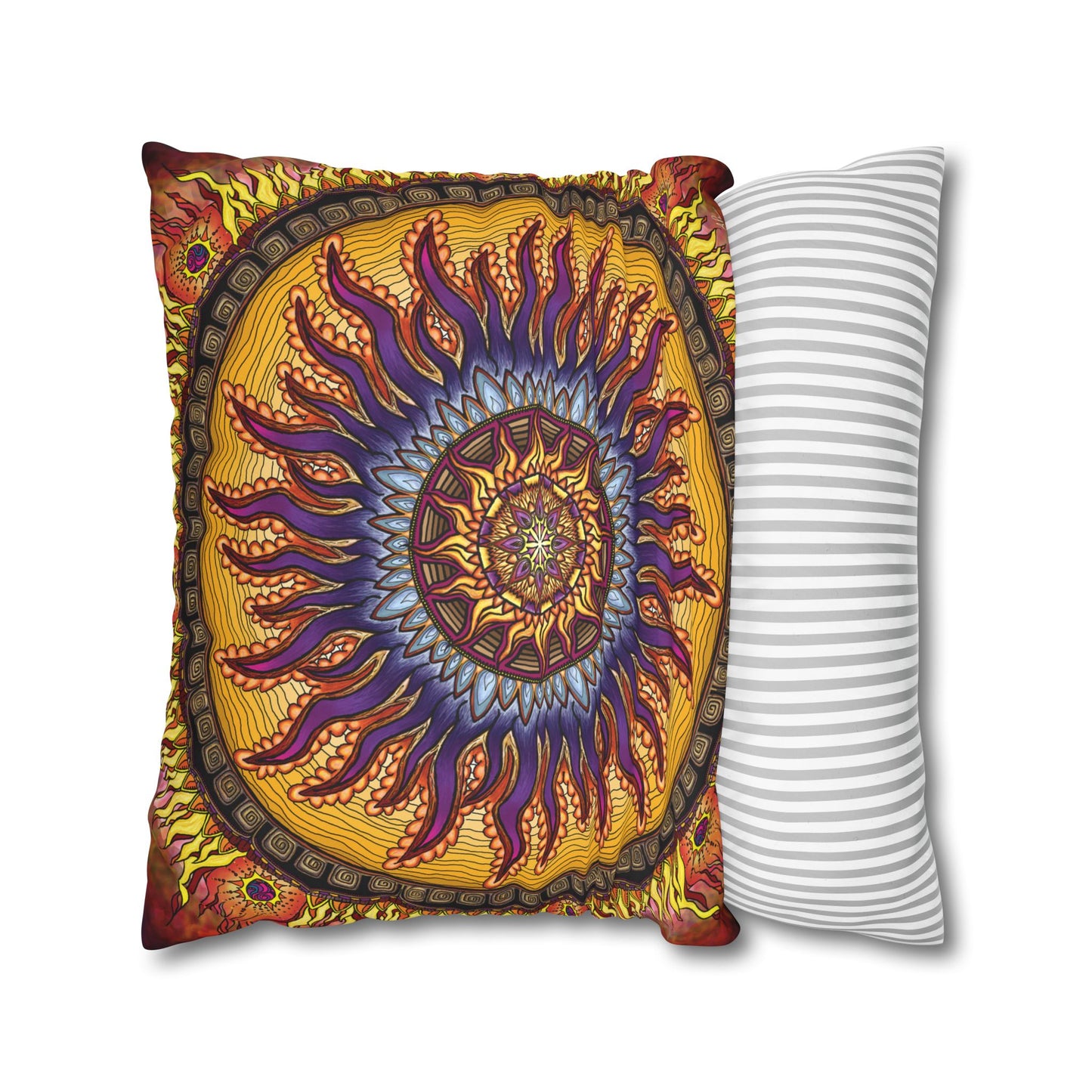 Pacio, Adam - Solar Disc Mandala - Suede Square Pillowcase