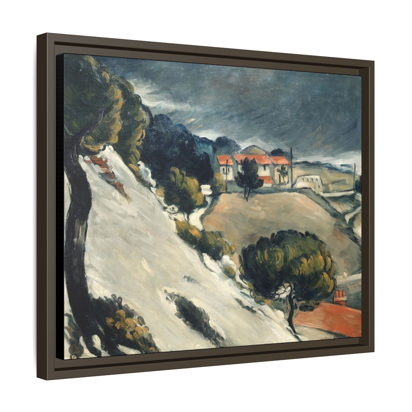 Cézanne, Paul - L’Estaque, Melting Snow (1870) - Matte Canvas, Framed
